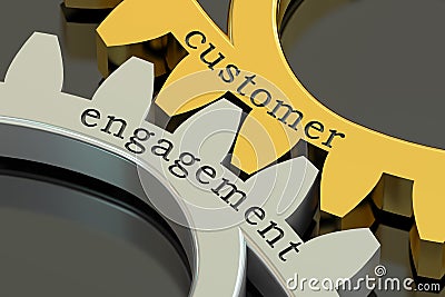 Customer Engagement concept on the gearwheels, 3D rendering Stock Photo