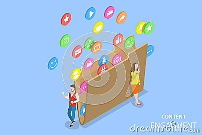 Customer engagement strategy isometric flat vector concept. Vector Illustration