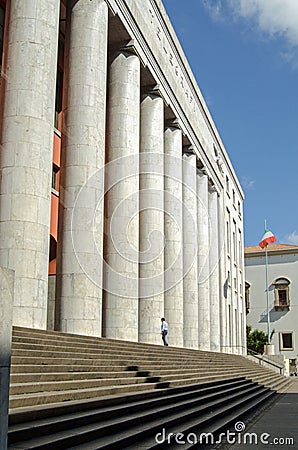 Customer entering Central Post Office, Palermo Editorial Stock Photo