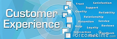 Customer Experience Wordcloud Blue Square Separator Stock Photo