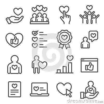 Customer Feedback icons set vector illustration. Contains such icon as User Satisfaction, Rating, Survey, Criminal and more. Expan Vector Illustration