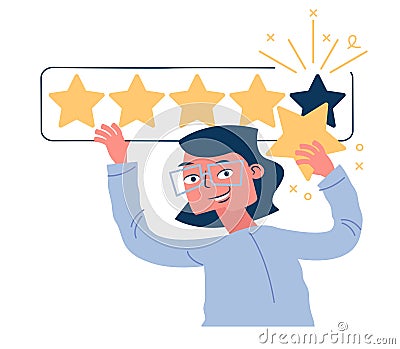 The person leaves a five-star Vector Illustration