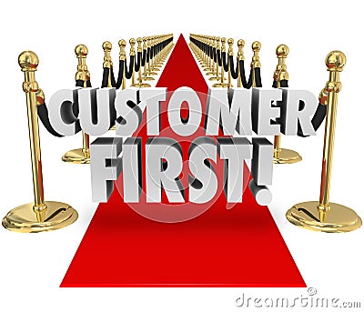 Customer First Words Red Carpet Top Priority Client Service Stock Photo