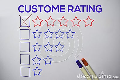 Customer Give Rating Five Stars text isolated on white board background Stock Photo