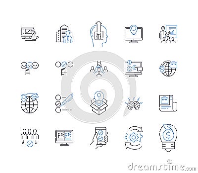 Customer increase line icons collection. Expansion, Growth, Acquisition, Upsell, Retention, Loyalty, Prospect vector and Vector Illustration