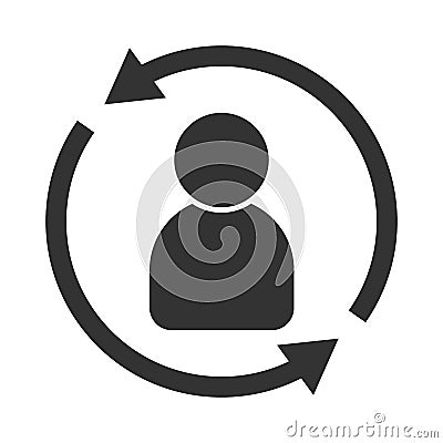 Customer interaction icon. Client returning or renention symbol Vector Illustration