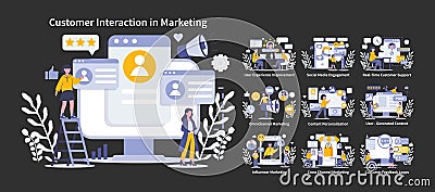 Customer Interaction in marketing concept. Flat vector illustration Vector Illustration