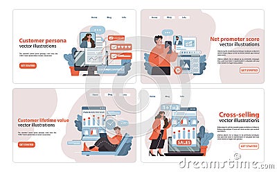 Customer Journey collection. Engaging illustrations for persona development. Vector Illustration