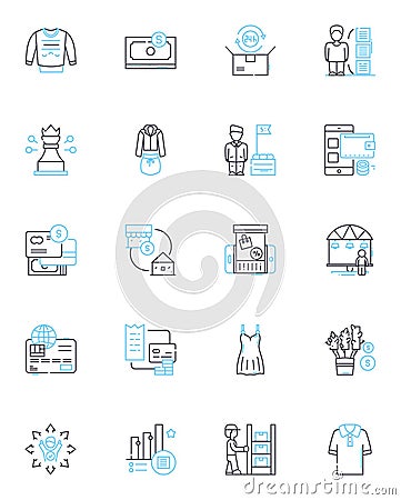Customer journey linear icons set. Mapping, Touchpoints, Experience, Conversion, Loyalty, Personalization, Feedback line Vector Illustration