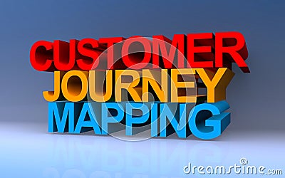 customer journey mapping on blue Stock Photo