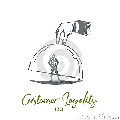 Customer loyalty, business, marketing, service concept. Hand drawn isolated vector. Vector Illustration