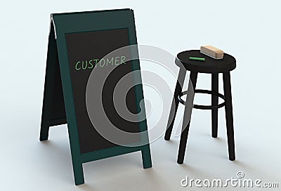 CUSTOMER, message on blackboard Stock Photo