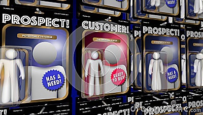 Customer Prospects Action Figures Find New Clients Stock Photo