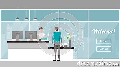 Customer at the reception Vector Illustration