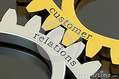 Customer Relations concept on the gearwheels, 3D rendering Stock Photo