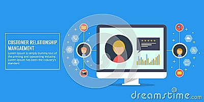 Customer relationship management - crm concept. Flat design vector illustration. Vector Illustration