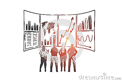 Customer, relationship, management, CRM and teamwork concept sketch. Hand drawn isolated vector illustration Vector Illustration