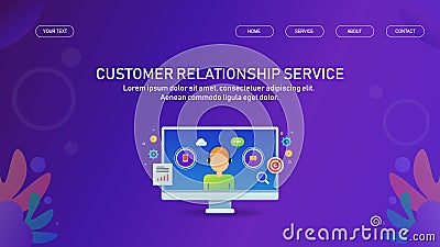 Customer relationship service, online support, help desk for customers, customer profile data management service. Vector Illustration