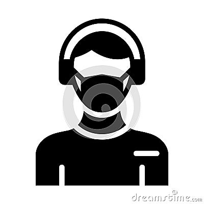 Customer Representative Wearing mask Vector Icon which can easily modify or edit Vector Illustration