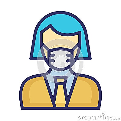 Customer Representative Wearing mask Vector Icon which can easily modify or edit Vector Illustration