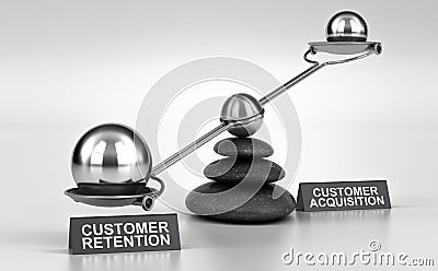 Customer Retention VS Acquisition Cartoon Illustration