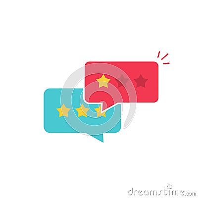 Customer review communication vector symbol, concept of feedback, testimonials, online survey, rating stars Vector Illustration