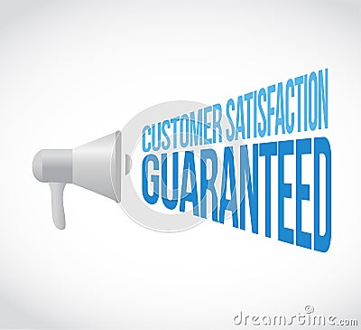 Customer Satisfaction guaranteed loudspeaker message Stock Photo