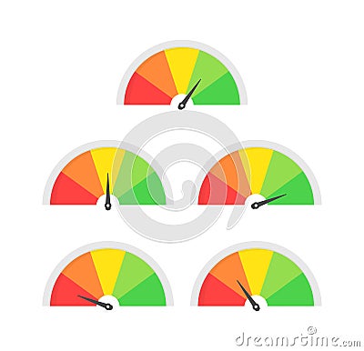 Customer satisfaction meter speedometer set. Vector illustration. Vector Illustration