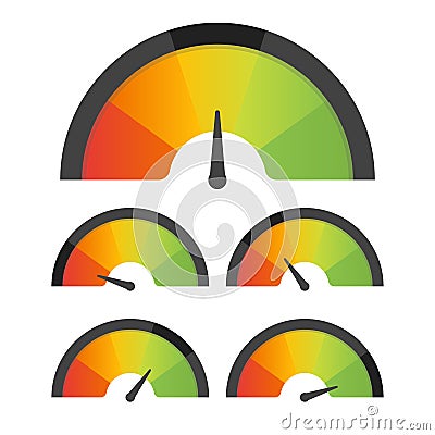 Customer satisfaction meter speedometer set. Vector illustration Cartoon Illustration