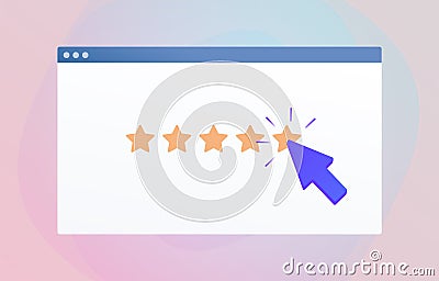 Customer Satisfaction Rating, Giving Five Star Feedback CSAT concept. Reviews stars with good and bad rate, NPS - Net Promoter Stock Photo