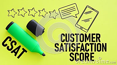 Customer Satisfaction Score CSAT is shown using the text and picture of stars Stock Photo