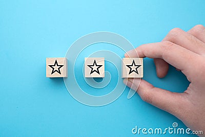 Customer satisfaction survery with three stars rating Stock Photo