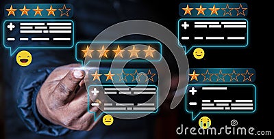 Customer Satisfaction Survey Concept, Users Rate Service Experiences On Online Application, Customers Can Evaluate Quality Of Stock Photo