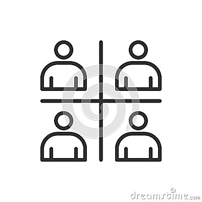 Customer segmentation icon in line design. Customer segmentation, audience, targeting, analysis, behavior on white Vector Illustration