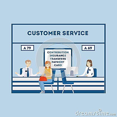 Customer service at bank. Vector Illustration