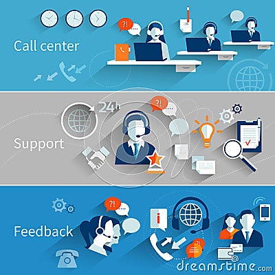 Customer Service Banners Vector Illustration