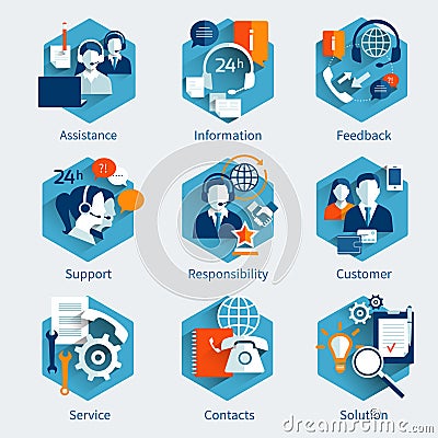 Customer Service Concept Set Vector Illustration