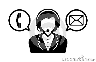 Customer service , consultant vector icon illustration email,telephone Vector Illustration