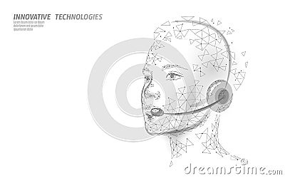 Customer service 3D woman manager concept. AI assistance headphone call center hotline. Client support consultant online Vector Illustration