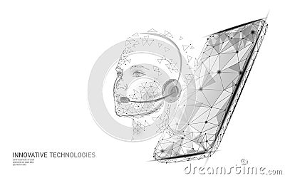 Customer service 3D woman manager concept. AI assistance headphone call center hotline. Client support consultant online Vector Illustration