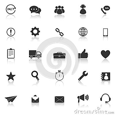 Customer service icons with reflect on white background Vector Illustration