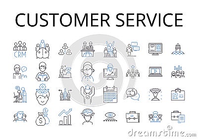Customer service line icons collection. Client relations, Customer satisfaction, Consumer support, Guest experience Vector Illustration