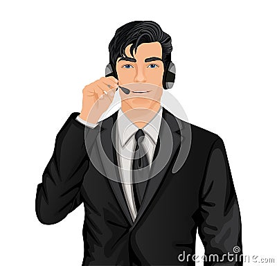 Customer service representative man Vector Illustration