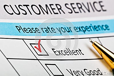 Customer service satisfaction survey form. Stock Photo