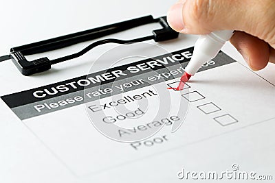 Customer service satisfaction survey form Stock Photo