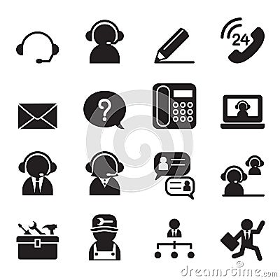 Customer Service and Support icon set Vector Illustration