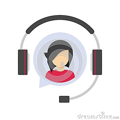 Customer service support logo icon or client assistance help desk agent in headset or headphones call center symbol Vector Illustration
