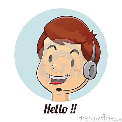 Customer Service Support Man Vector Illustration