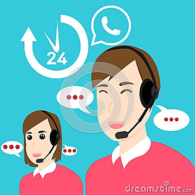 Customer service and support Open 24 hours Stock Photo