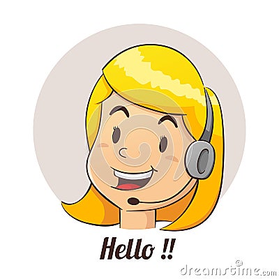 Customer Service Support Woman Vector Illustration